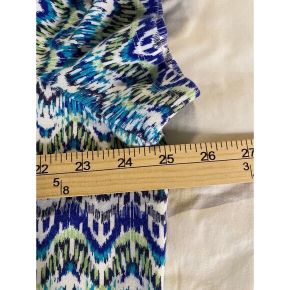Studio Works Women's Top 2X Blue Green White Patterned Knit - Picture 7 of 8